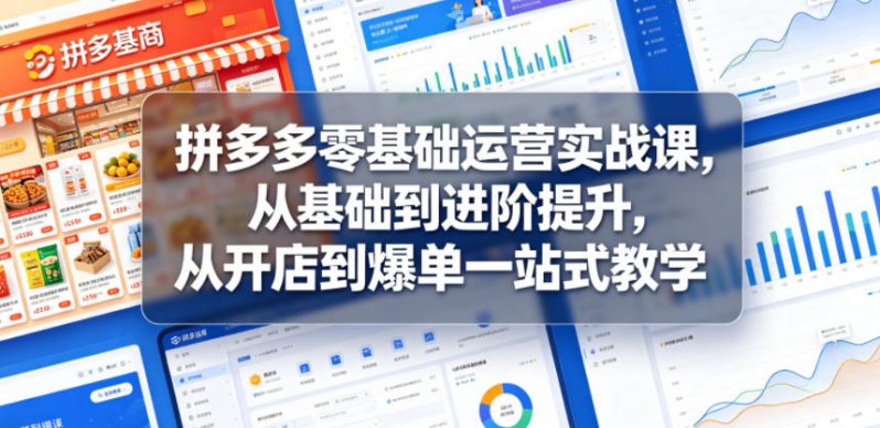 拼多多零基础运营实战课，从基础到进阶提升，从开店到爆单一站式教学-58电商