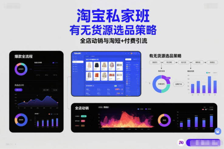 淘宝私家班，有无货源选品策略，高成功率爆款全流程打法，全店动销与淘短+付费引流（更新2026年6月1日）-58电商