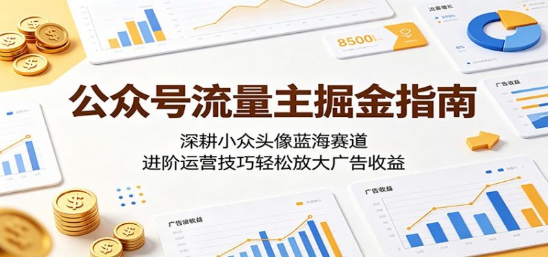 公众号流量主掘金指南：深耕小众头像蓝海赛道，进阶运营技巧轻松放大广告收益-58电商