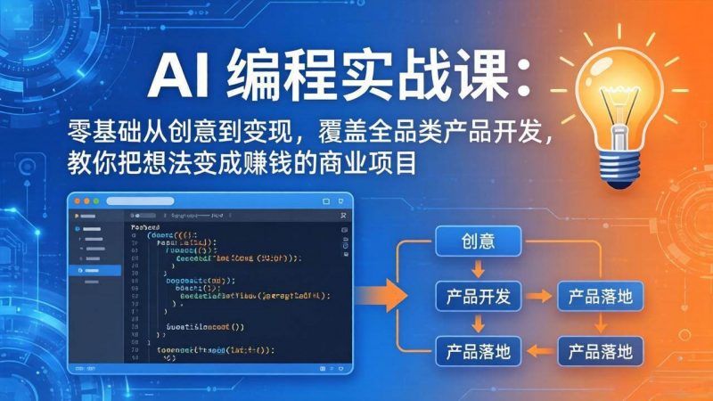 AI编程实战课-第三期-6月更新：零基础从创意到变现，覆盖全品类产品开发，把想法变成赚钱项目-58电商