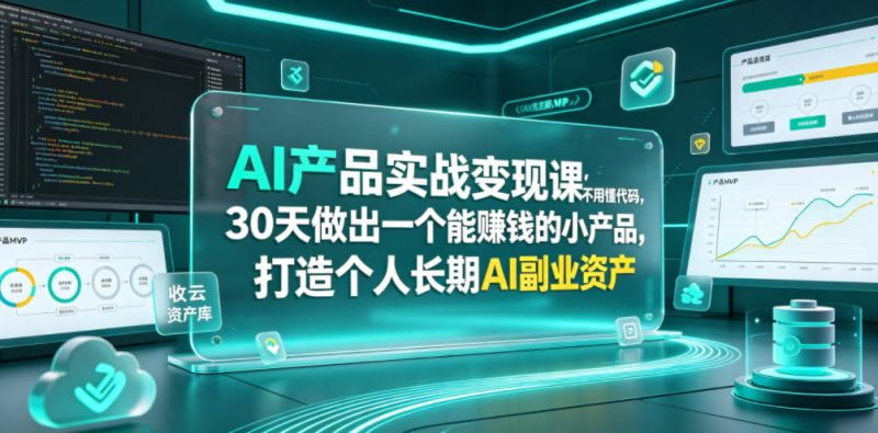 AI产品实战变现课，不用懂代码，30天做出一个能賺钱的小产品，打造个人长期AI副业资产-58电商