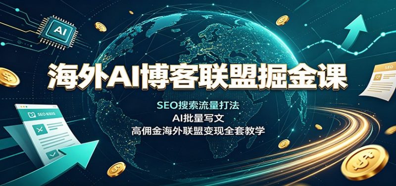 海外AI博客联盟掘金课：SEO搜索流量打法，AI批量写文，高佣金海外联盟变现全套教学-58电商