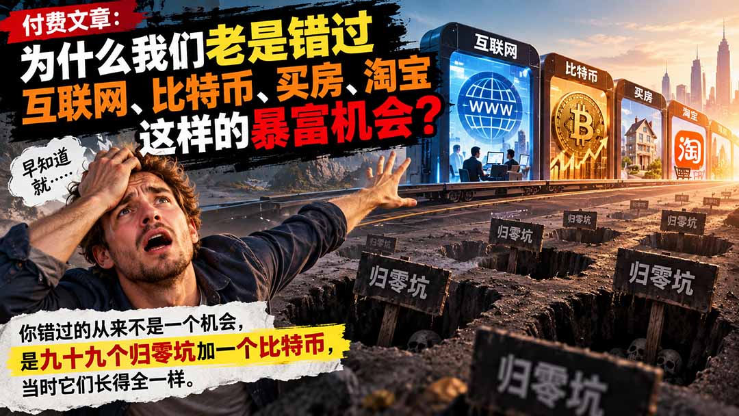 付费文章：为什么我们老是错过互联网、比特币、买 房、淘宝这样的暴富机会？-58电商