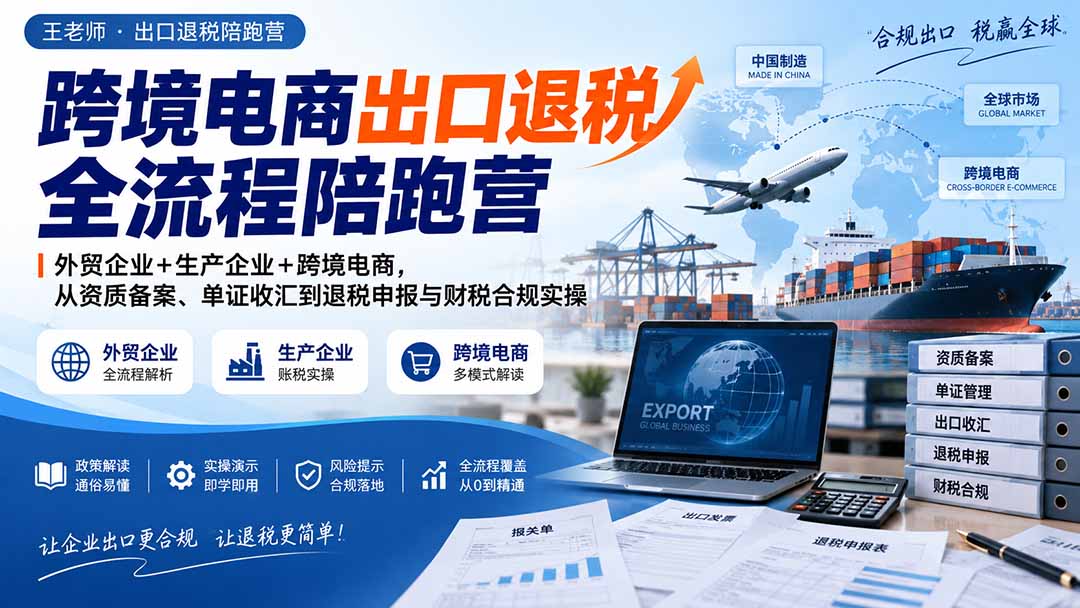 跨境电商出口退税全流程陪跑营｜外贸企业+生产企业+跨境电商，从资质备案、单证收汇到退税申报与财税合规实操-58电商