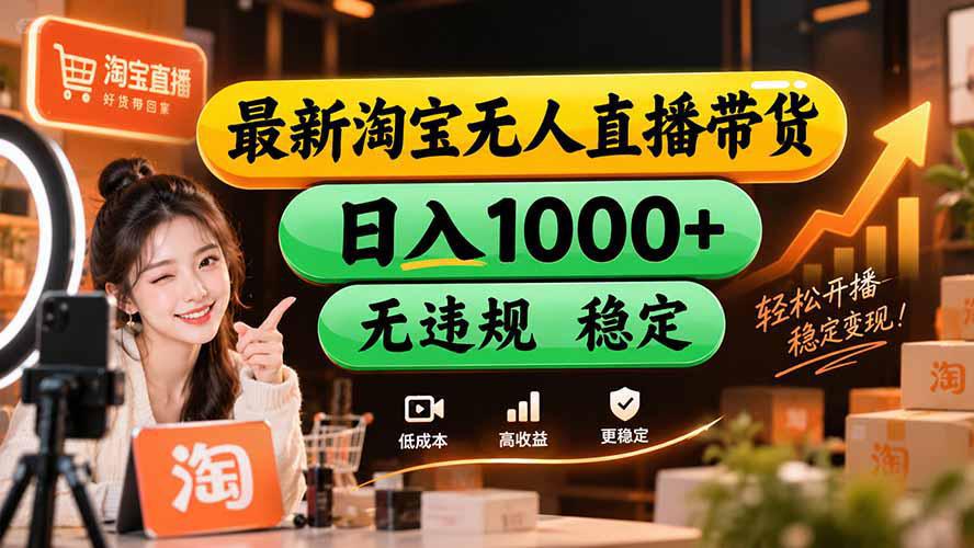【新技术】淘宝无人直播，独家，日入2K+，无封号，可矩阵，长期稳定-58电商