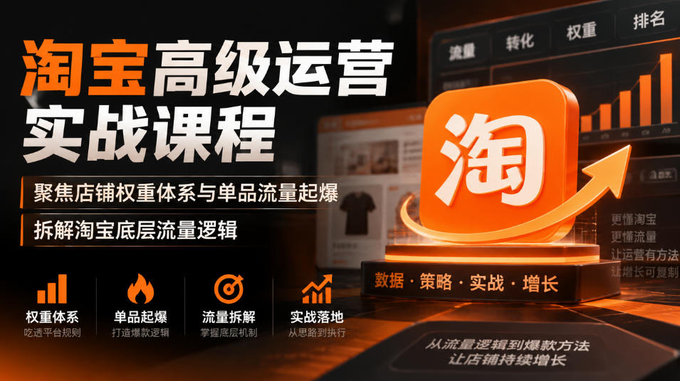 淘宝高级运营实战课程，聚焦店铺权重体系与单品流量起爆，拆解淘宝底层流量逻辑-58电商