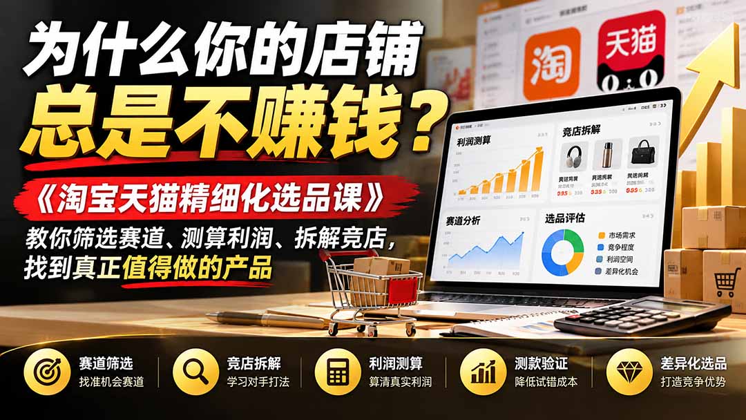 为什么你的店铺总是不赚钱？《淘宝天猫精细化选品课》教你筛选赛道、测算利润、拆解竞店，找到真正值得做的产品-58电商