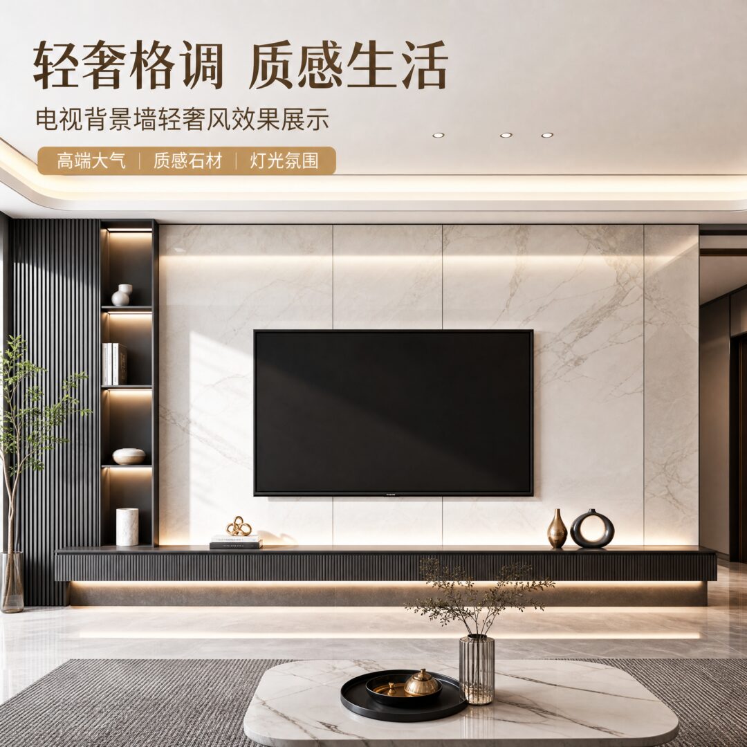 电视背景墙轻奢风效果展示