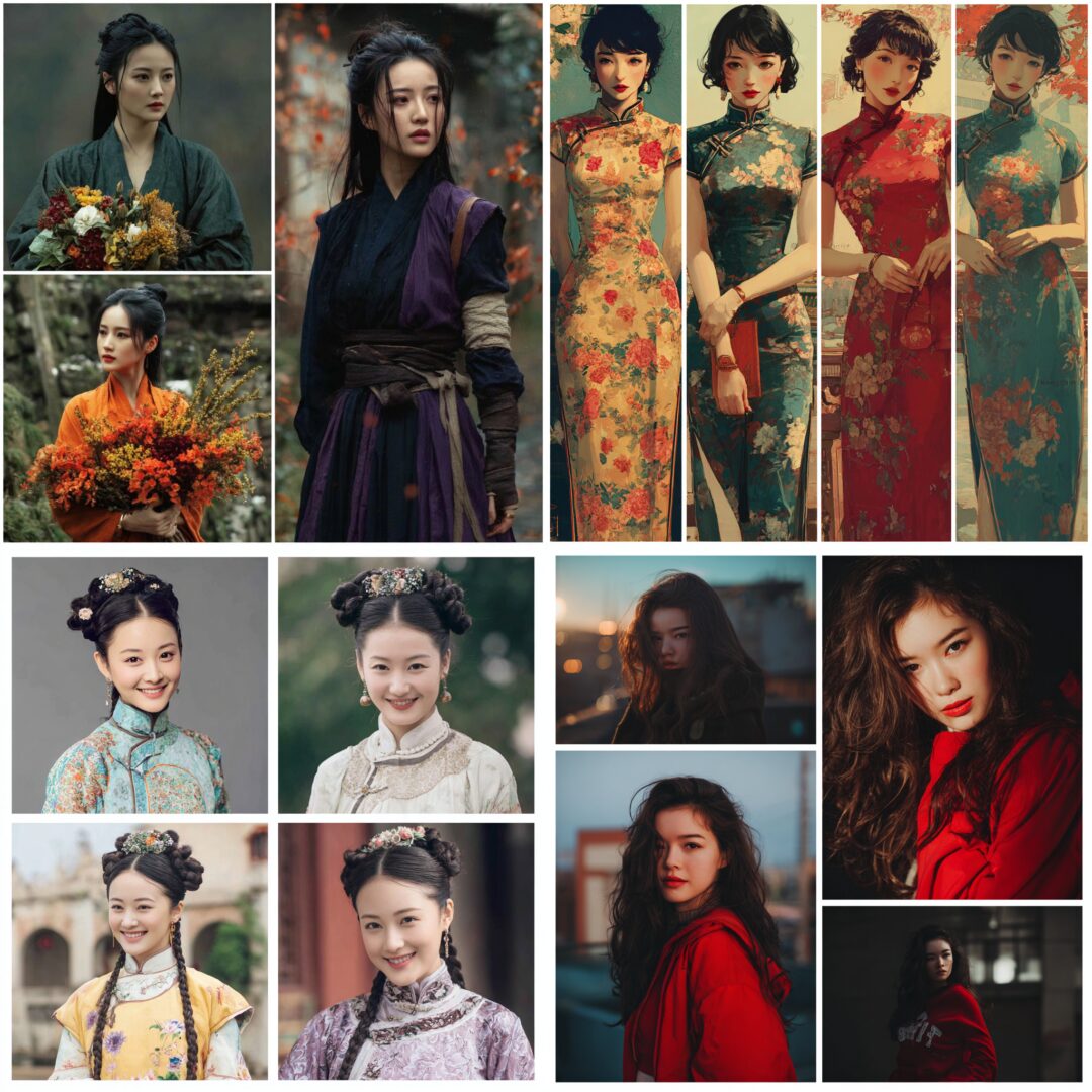 中国美女 5张图片，户外场景