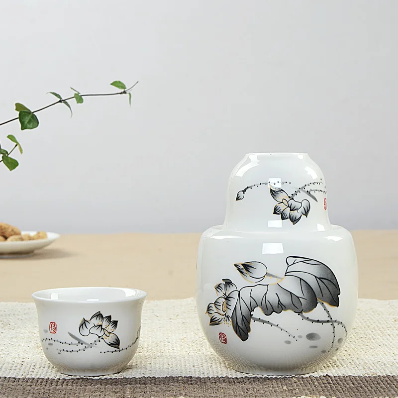 中式白酒酒具温酒器黄酒酒壶陶瓷烫酒壶套装二两温酒器100毫升