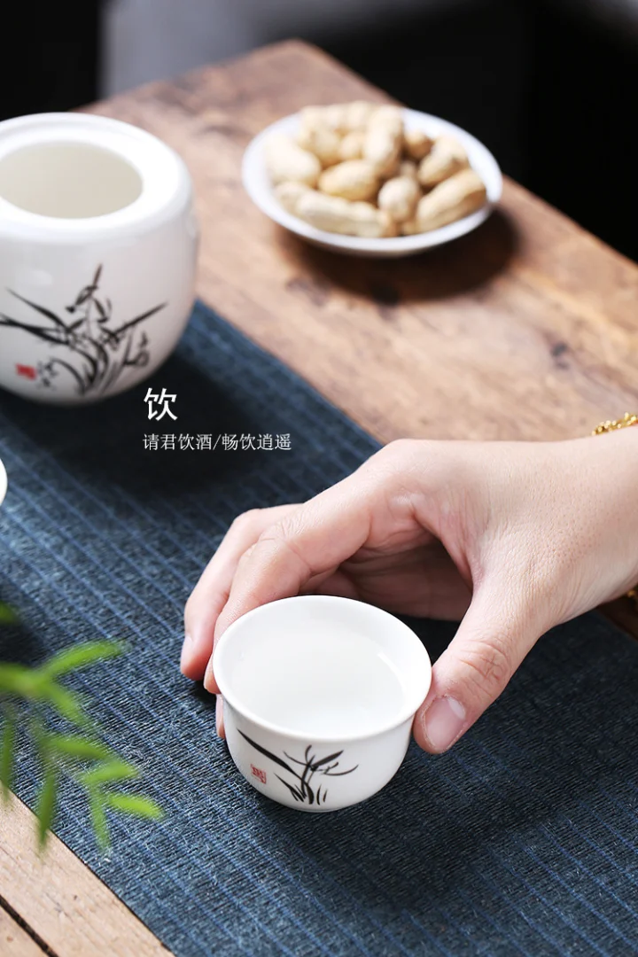 中式白酒酒具温酒器黄酒酒壶陶瓷烫酒壶套装二两温酒器100毫升