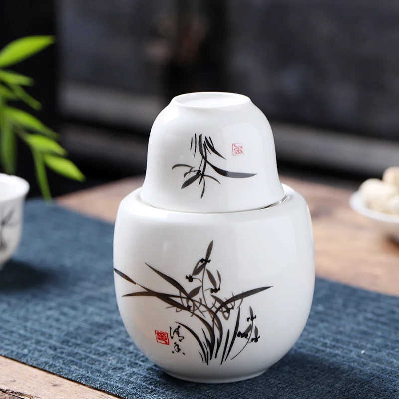 中式白酒酒具温酒器黄酒酒壶陶瓷烫酒壶套装二两温酒器100毫升-58电商