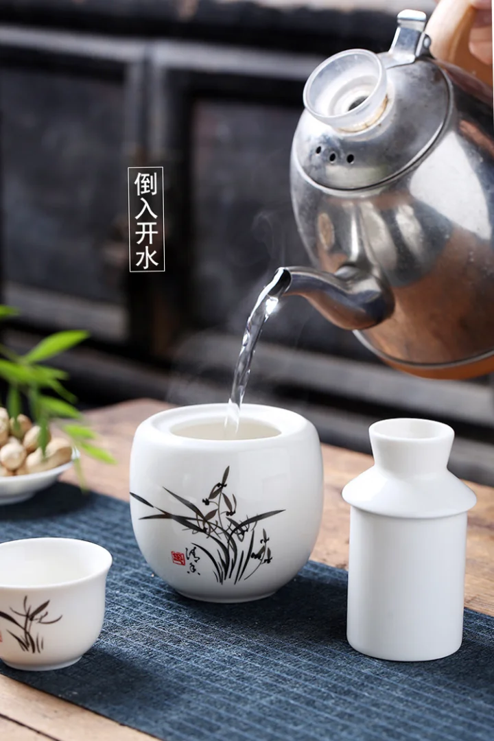 中式白酒酒具温酒器黄酒酒壶陶瓷烫酒壶套装二两温酒器100毫升