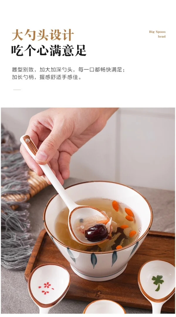 陶瓷勺子ins高颜值个性手工复 古勺子日式简约长柄勺家用汤勺批发