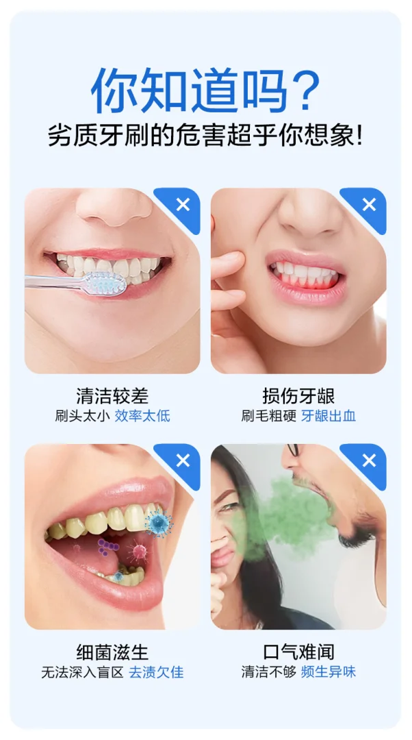 栀右成人牙刷软毛三支装家庭装牙齿清洁一件代发正品批发宽头护龈