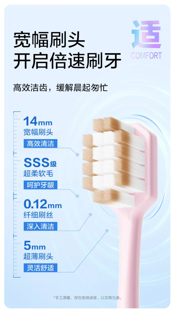 栀右成人牙刷软毛三支装家庭装牙齿清洁一件代发正品批发宽头护龈